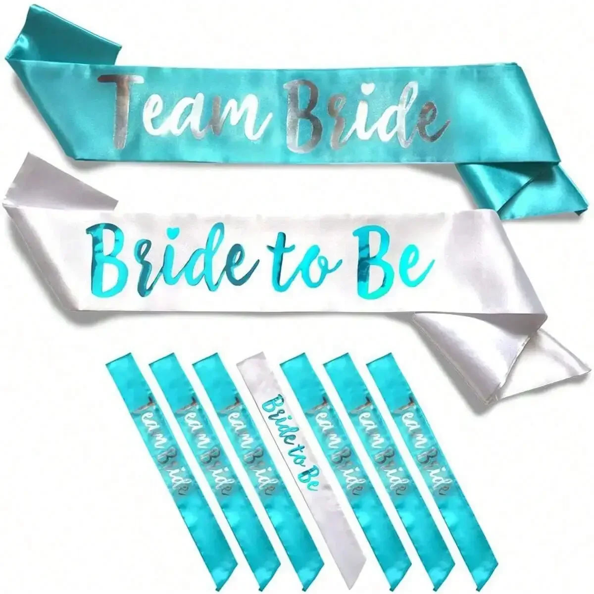 Bride Tribe Sash - 7개 라이트 블루 팀 신부 새틴