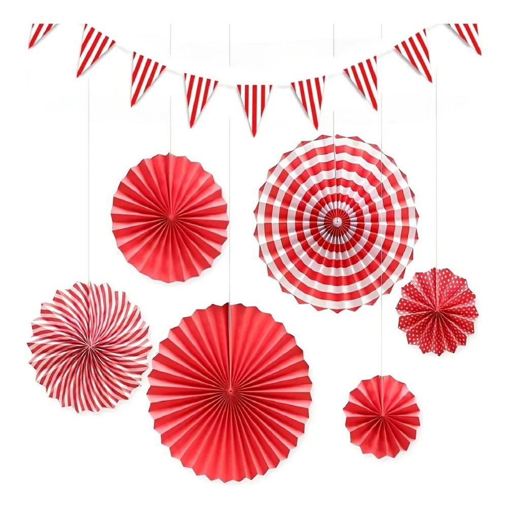 Wedding Supply Canada - 18Pcs 레드 화이트 줄무늬 페넌트 플래그