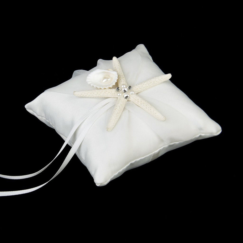 Ring Bearer Pillow - 비치 웨딩 반지 베개 화이트 10x10cm