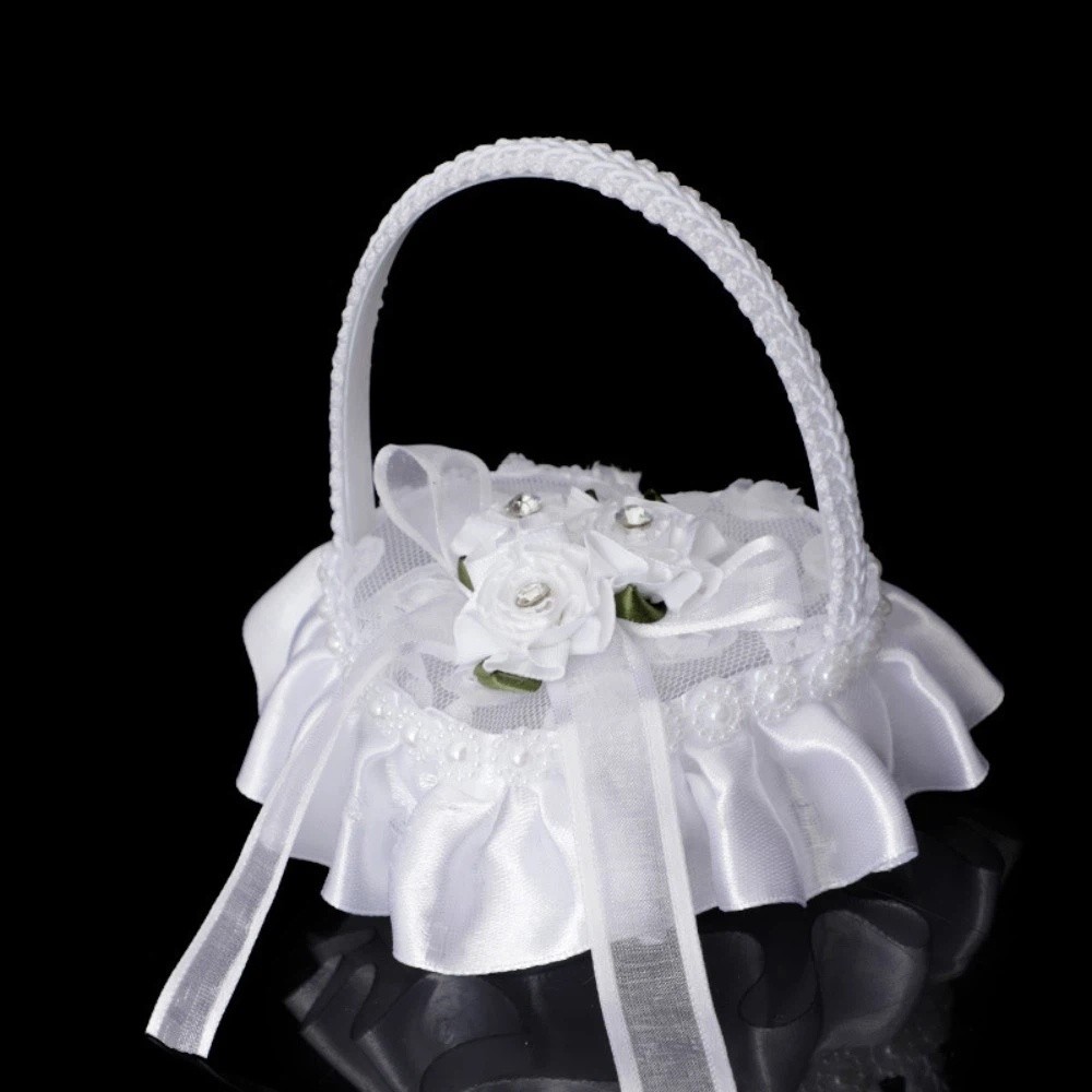 Ring Bearer Pillow - 화이트 레이스 하트 모양 반지 상자