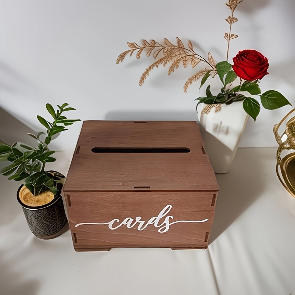 새로운 나무 웨딩 카드 상자 뚜껑이 있는 장식용 수제  - Wedding Card Box 리뷰 및 가격