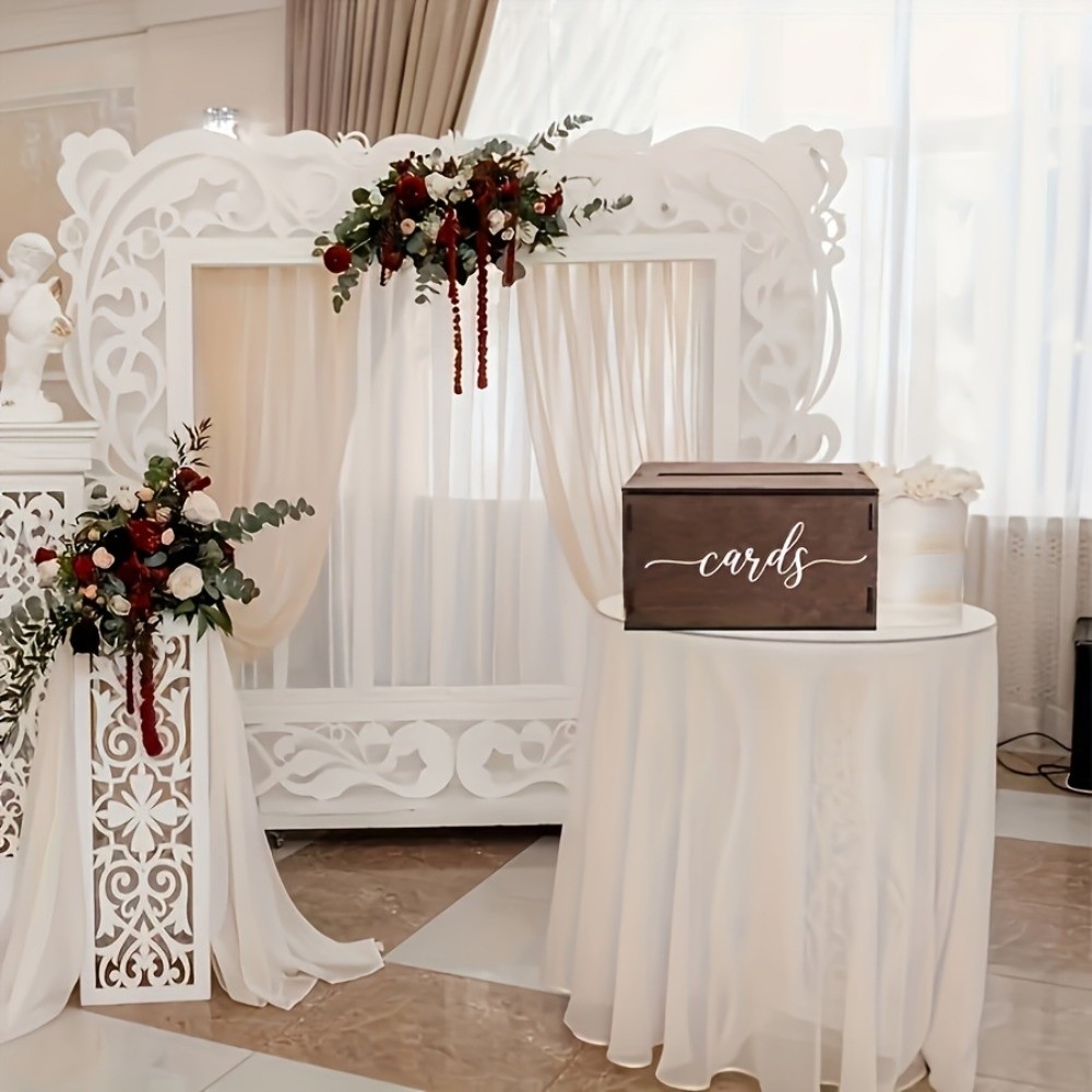 새로운 나무 웨딩 카드 상자 뚜껑이 있는 장식용 기념품 - Wedding Card Box 리뷰 및 가격