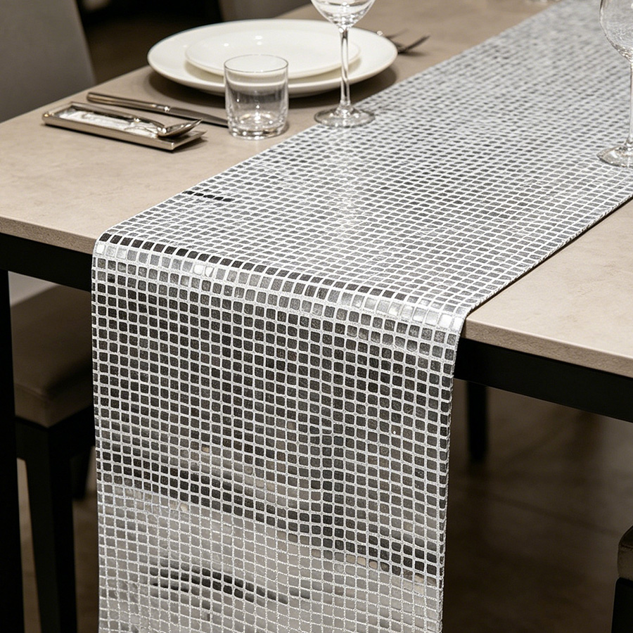 미러 실버 스팽글 테이블 러너 70년대 80년대 테마  - Table Runner Sequin 리뷰 및 가격