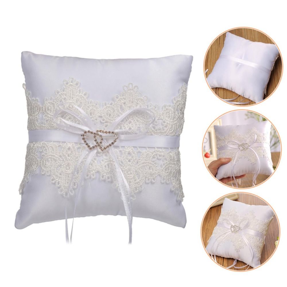 화이트 레이스 웨딩 링 베개 진주 장식 자수 링 베어러 - Ring Bearer Pillow 리뷰 및 가격